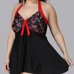 Cherry Print Halter Neck Top & Panties Swimsuit Set
