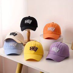 Girls HEY Embroidered Baseball Cap Breathable Sunscreen Hat For Kids