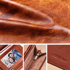 BANYANU Vintage Style Wallet Coffee Brown Yellow