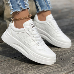 Faux Leather Solid Skate Shoes Wear Resistance Non Slip Flat Sneakers