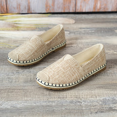 Women's Canvas Slip On Flat Shoes Soft Sole Comfy Walking Flats