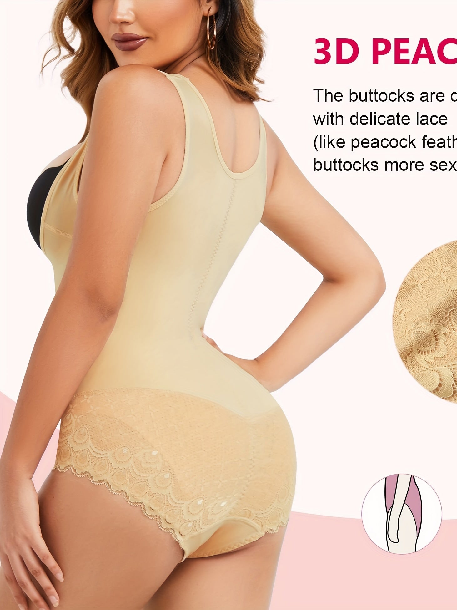 Tummy Control Shapewear Waist Training Panties Lace Decor Body Shaper