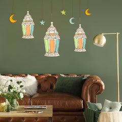 Ramadan Cartoon Chandelier Stars Moon Decoration PVC Sticker