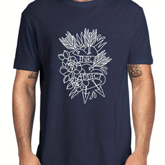 Men's Heart & Rose Graphic T shirt Casual Tee Summer Outdoor