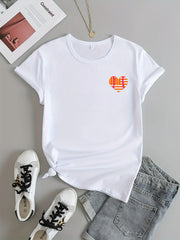 Heart Graphic Sports T shirt Round Neck Short Sleeves Workout Tops Women's