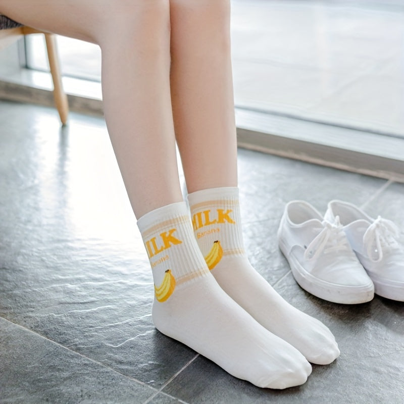 5 Pairs Cartoon Print Socks Women's Stockings & Hosiery