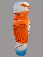 Colorblock Notched Neck Maxi Tank Dress