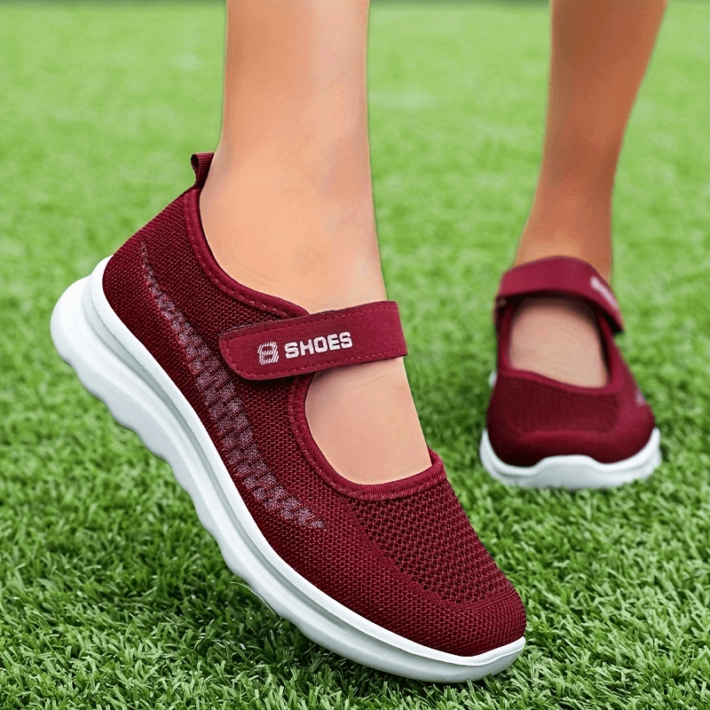 Women's Knitted Hook & Loop Casual Shoes Soft Sole Flat Shoes