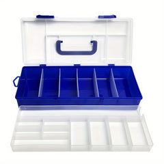 Double Layer Tool Storage Box with Grids & Handles