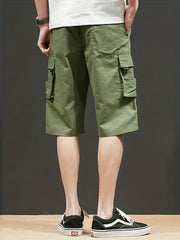 Men's Knee Long Cargo Shorts with Side Pockets
