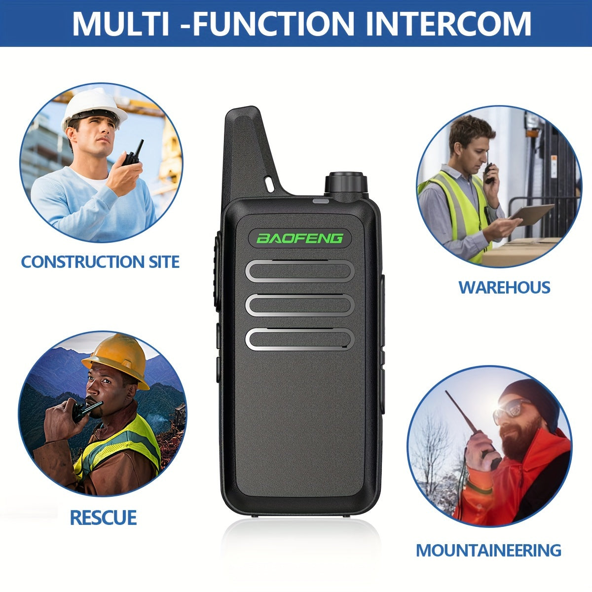 2pcs BF T20 Walkie Talkies USB Charging for Home School Restaurant Outdoor Use