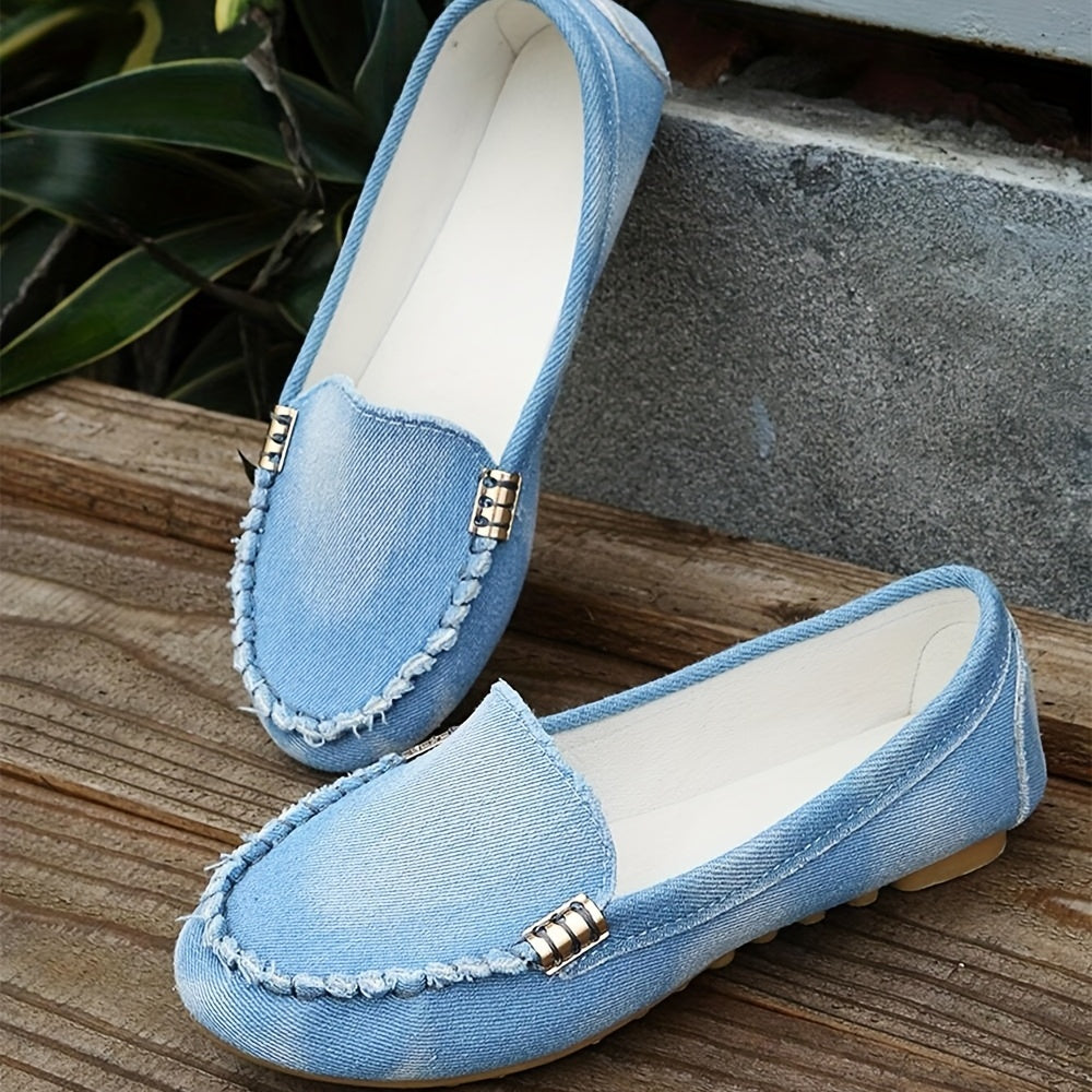 Women's Denim Flat Shoes Soft Sole Outdoor Walking Loafers