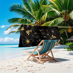Golden Tropical Floral Beach Towel Soft Microfiber Quick Dry Lightweight