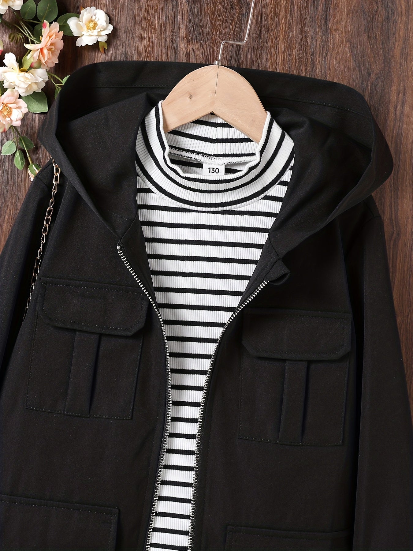 Kid Girls Hoodies Long Length Casual Hooded Zip Up Jacket