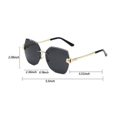 Rimless Sunglasses Women Metal Frame Tined Lens Oversize Frame