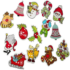 10pcs Santa Wooden Buttons Holiday Scrapbooking DIY Buttons