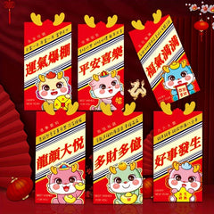 6 Dragon Zodiac Red Envelopes 3D Chinese Year Patterns Year Bag
