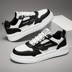Men's Letter Print Lace Up Skateboard Shoes Lightweight Sneakers