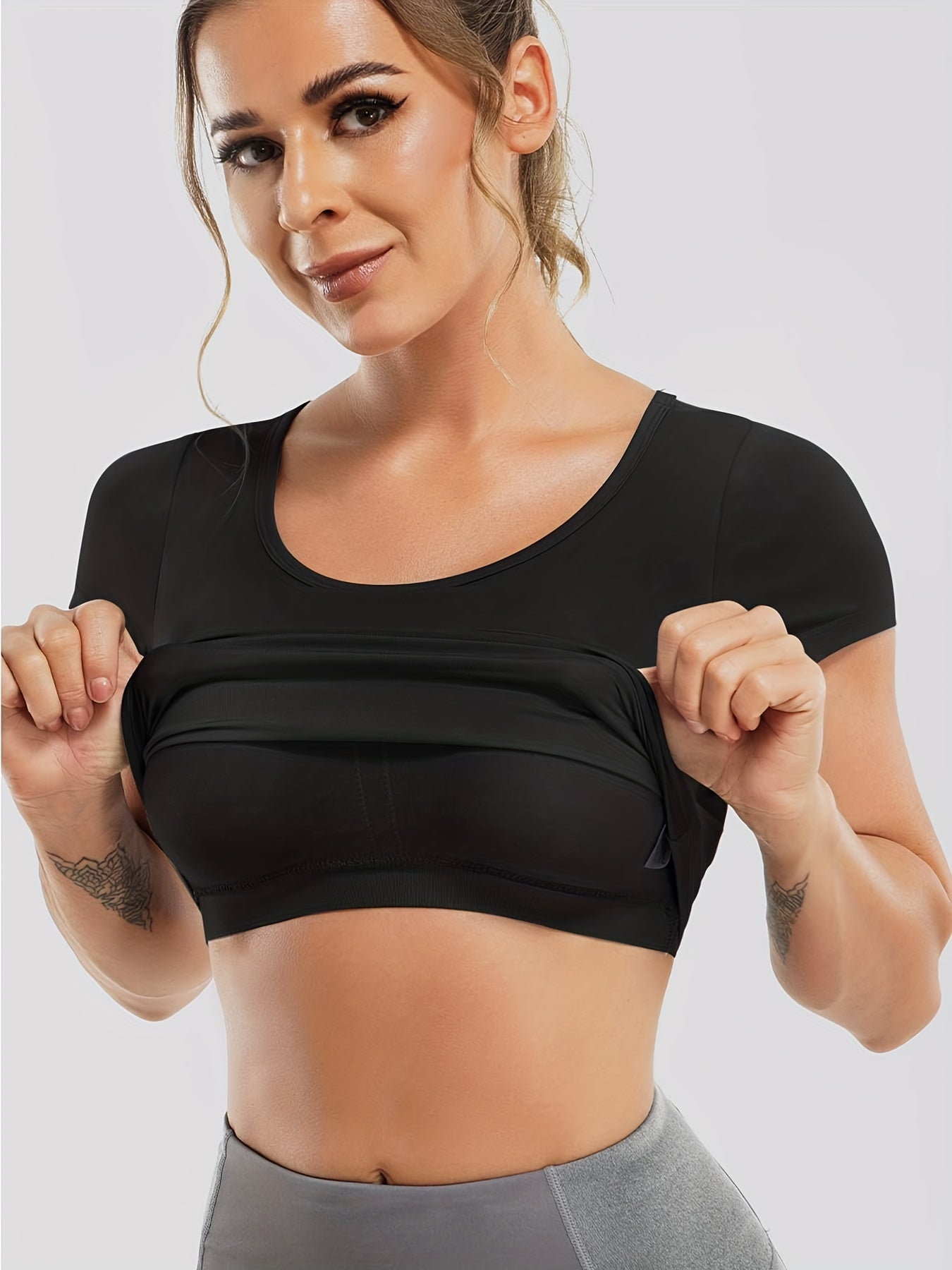 Women's Mesh Back Yoga Crop Top Built-In Bra