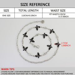 Women's Butterfly Rhinestone Decorative Metal Waist Chain