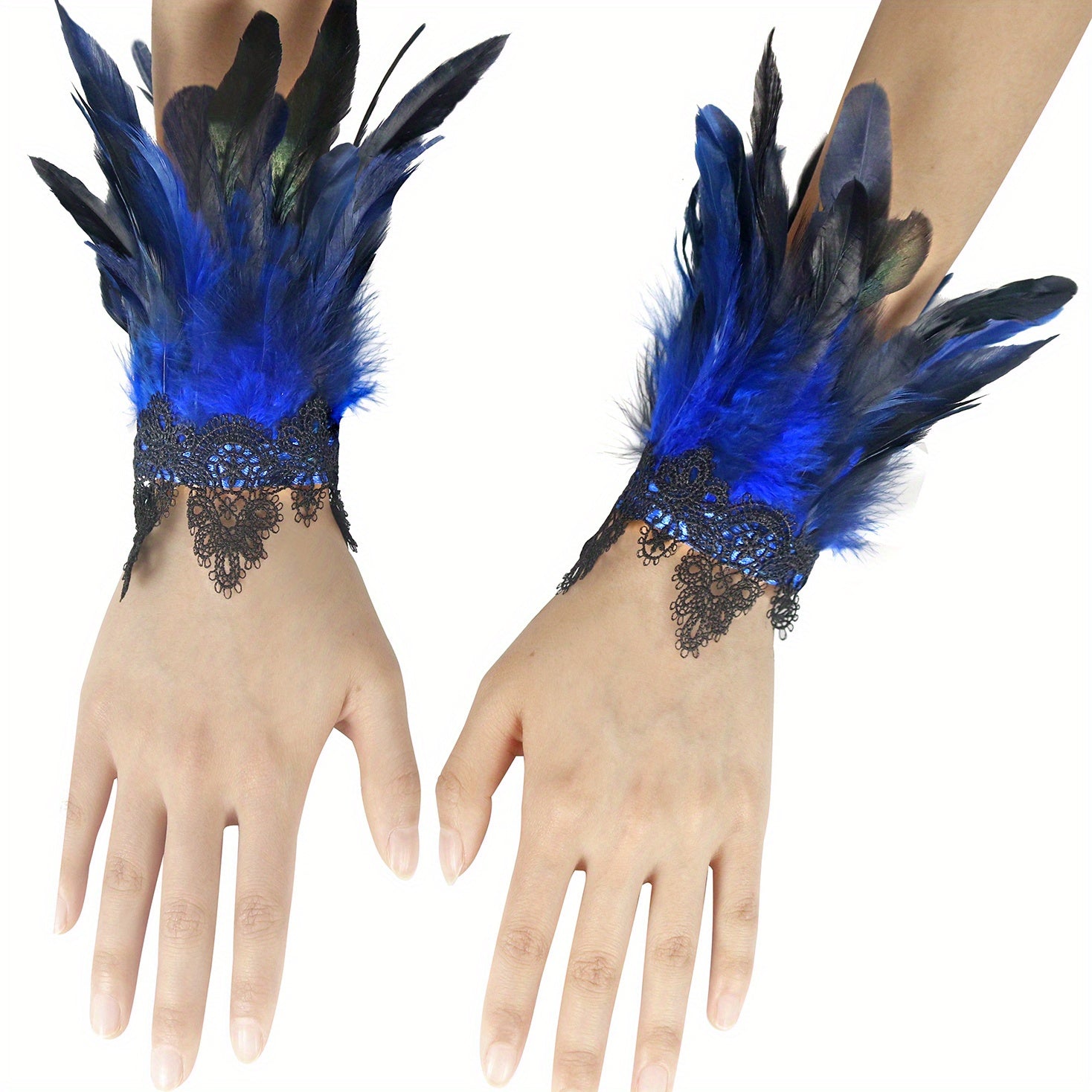 Feather Cuff Lace Witch Sleeve Wristband for Women