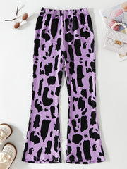 Teen Girls Milk Cow Print Flare Leg Pants