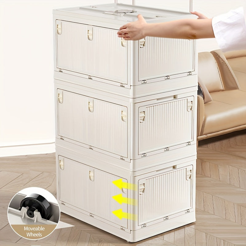 Collapsible Storage Bins With Lids And Wheels Large Capacity Stackable
