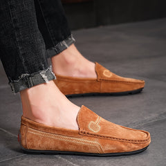 Men's Loafer Shoes with Stitching Details, Rubber Sole, Flat Heel