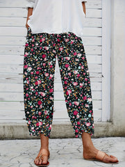 Vintage Floral Print Pants Casual Wide Leg Summer Pants