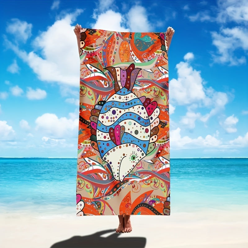 Colorful Fish Print Scarf Boho Shawl Large Sunscreen Wraps
