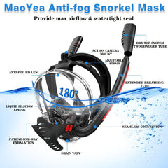 180 Degree Panoramic Full Face Snorkel Mask Anti Leak Dry Top Set