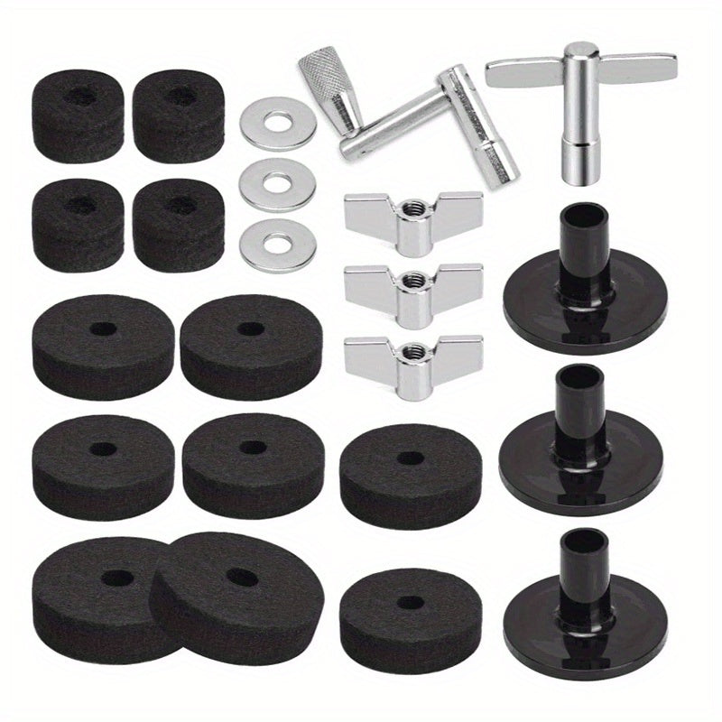 23pcs Cymbal Felts Hi Hat Clutch Felt Cymbal Stand Sleeves Base Wing Nuts Drum