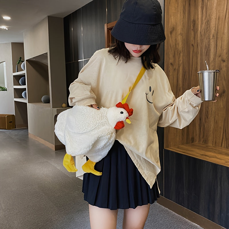 Fuzzy Chicken Crossbody Bag Cartoon Animal Doll Shoulder Bag