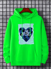 Love & Heart Print Hoodie Men's Casual Pullover