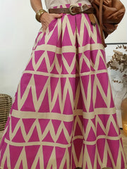 Ethnic Style Skirt Women's Plus Geometric Print A line Maxi Skirt