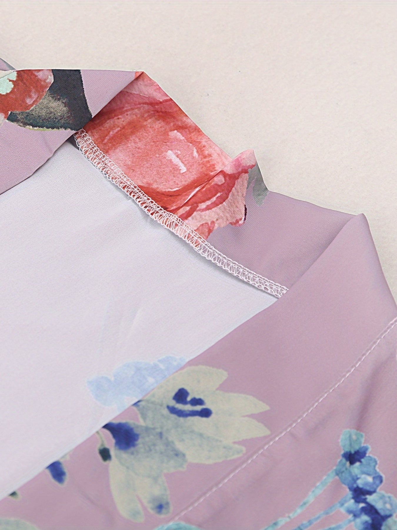 Floral Peacock Print Cover Up Kimono Long Sleeves Loose