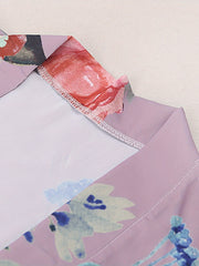 Floral Peacock Print Cover Up Kimono Long Sleeves Loose