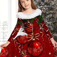 Girls Jingle Bell Long Sleeve Dress Christmas Gift