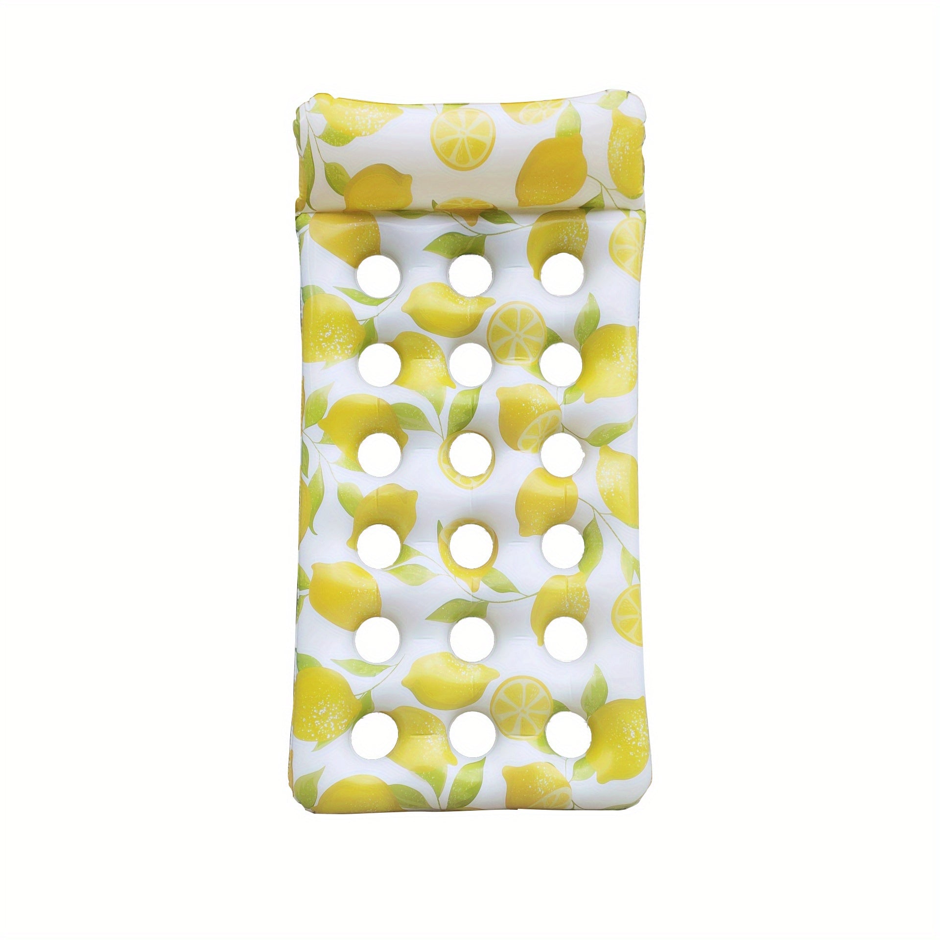 Lemon Print Inflatable Pool Lounger for Relaxation and Tanning