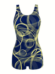 Circle Pattern Slim Fit Boxer Short Swimsuit