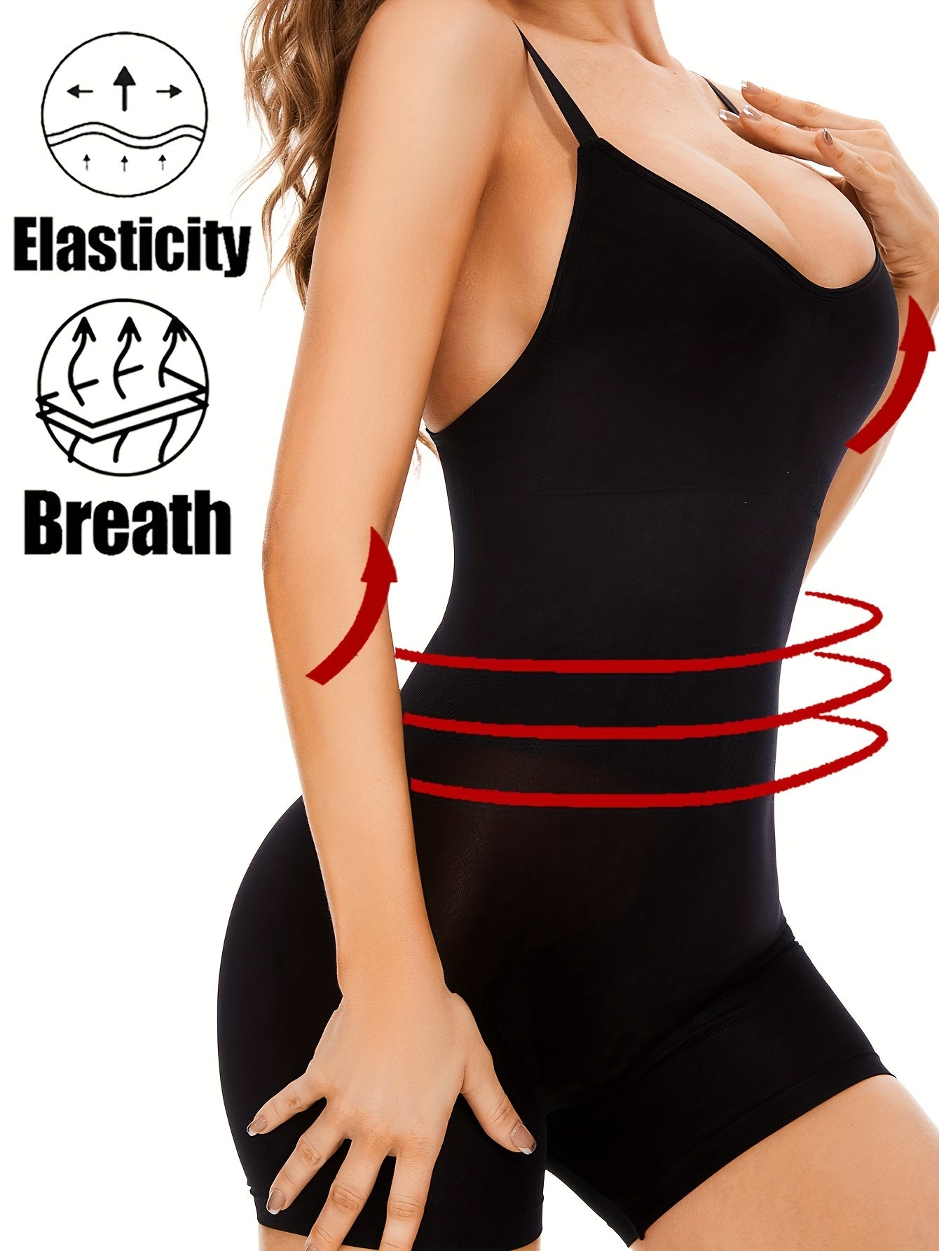 Slip Shaping Romper Tummy Control Butt Lifting V Neck Body Shaper