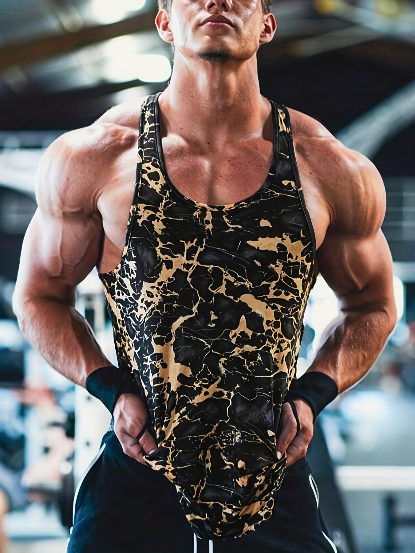 Men's Stretch Tank Top Crew Neck Sleeveless Shirt
