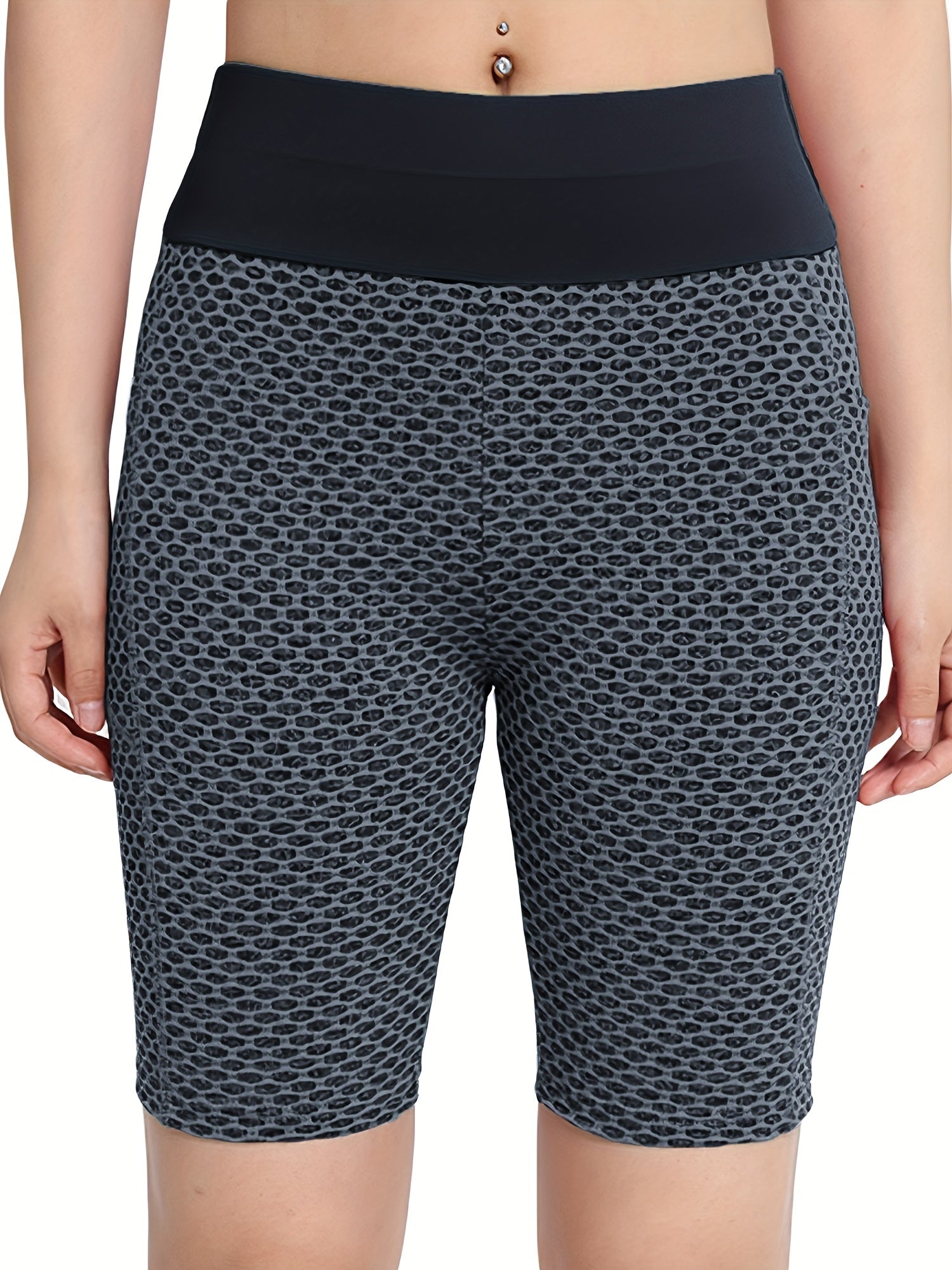 High Waist Yoga Pocket Shorts Sports Running Fitness Athletic Shorts