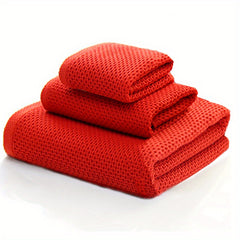 3pcs Waffle Towel Set - Soft Thick Quick Dry Towels