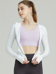 Comfy Yoga Jacket Full Zipper Long Sleeves Front Pockets Sports Coat