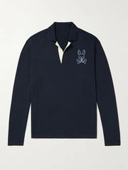 Rabbit Skull Pattern Knit Polo Shirt Men's Casual Lapel Sweater