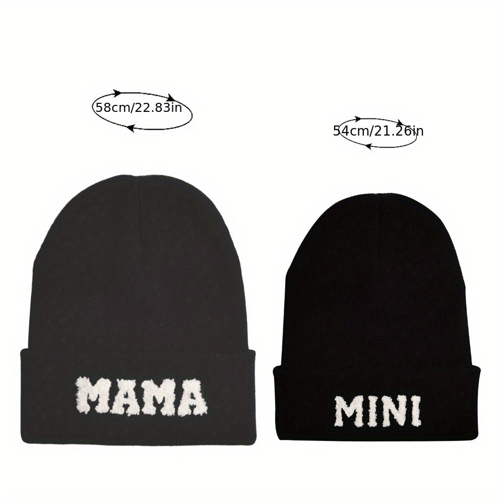 Parent Child Hat Mama Mini Letter Embroidery Woolen Knitted Hat