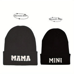 Parent Child Hat Mama Mini Letter Embroidery Woolen Knitted Hat