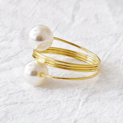 10pcs Pearl Napkin Rings Rose Golden Napkin Ring Holder