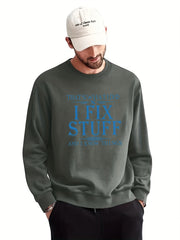 Tough Slogan Print Sweatshirt Men's Casual Graphic Crew Neck Pullover Sweatshirt